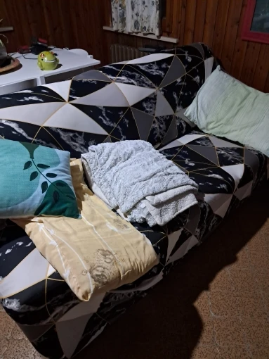 Colorful Knit Sofa Cover with Skirt for Full Coverage Comfort photo review