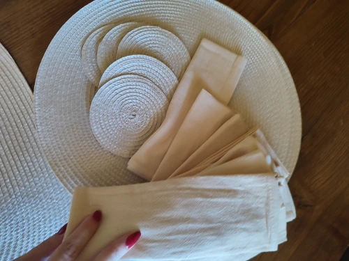 Set of 6 Round Placemats and Coasters Braided Woven Place Mats Washable Heat Resistant Table Mats and Coasters for Dining Table photo review
