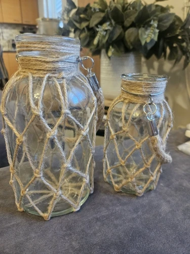 Boho Chic Hand Woven Hemp Glass Vase for Dried Flowers photo review
