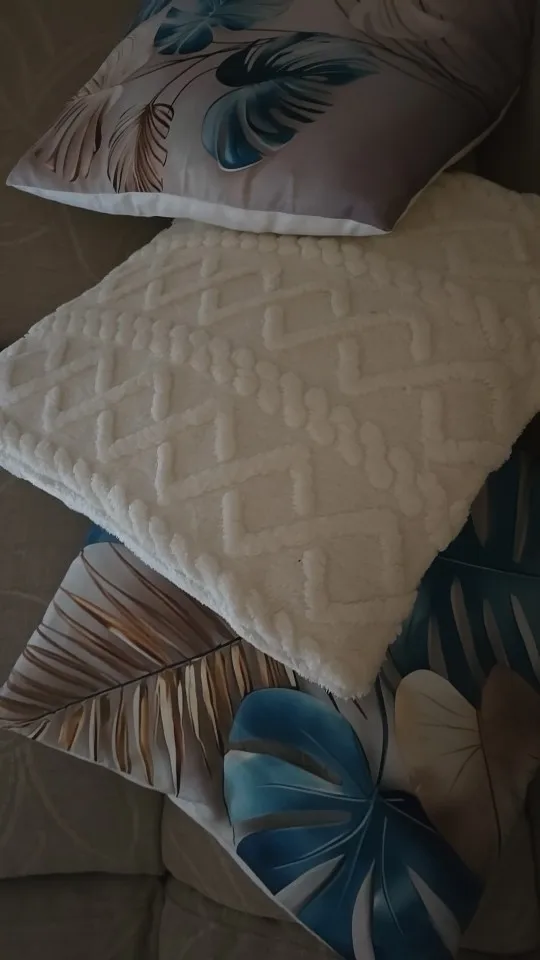 Cozy Geometric Plush Throw Pillow Covers for Farmhouse Chic photo review