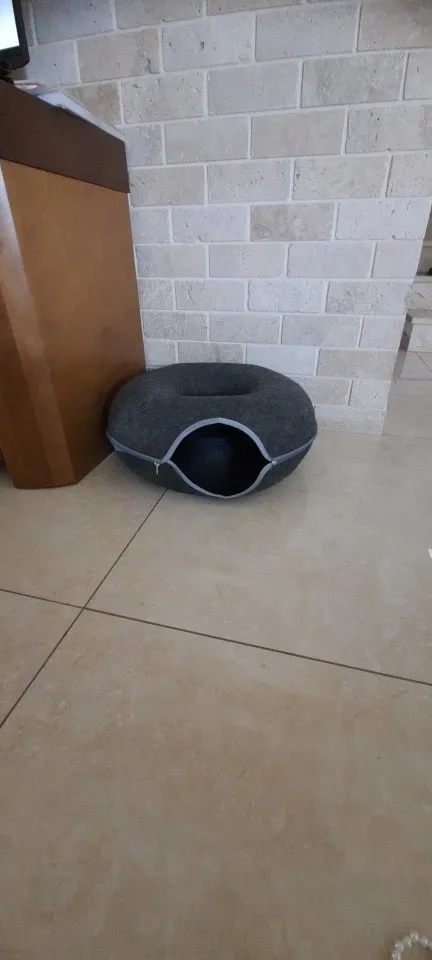 Cozy Felt Donut Cat Bed & Tunnel - Interactive Play Haven photo review