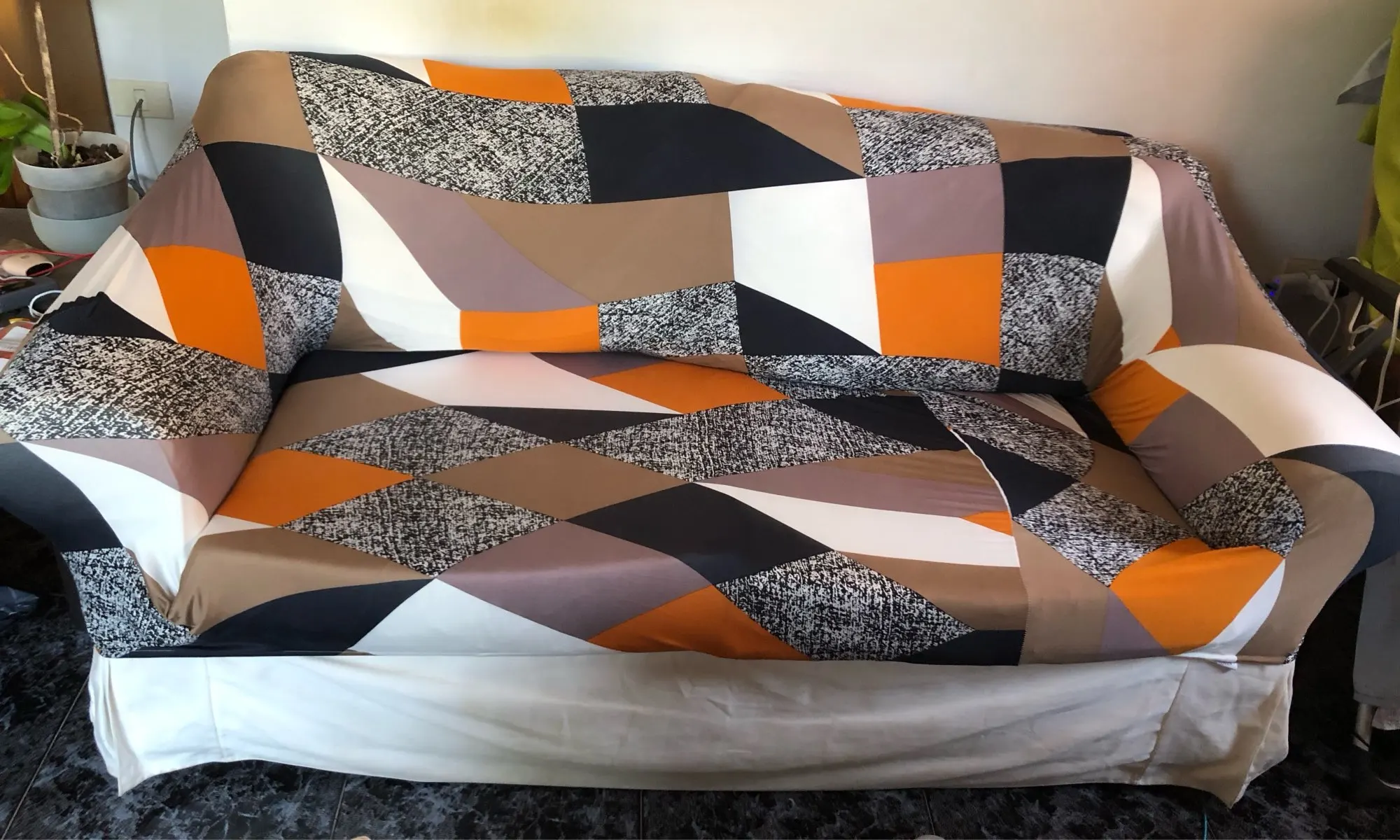 Colorful Knit Sofa Cover with Skirt for Full Coverage Comfort photo review