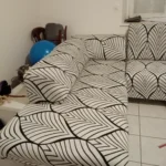 Colorful Knit Sofa Cover with Skirt for Full Coverage Comfort photo review