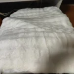 Plush White Striped Faux Rabbit Fur Throw Blanket for Cozy Comfort photo review