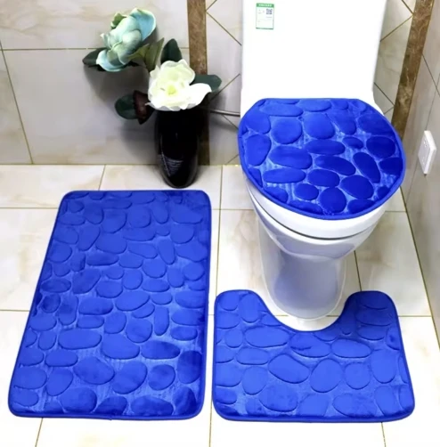 Luxurious 3-Piece Cobblestone Bath Mat Set - Non-Slip & Absorbent photo review