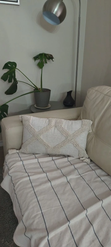 Boho Linen Cushion Cover 45x45cm / 30x50cm – Beige Neutral Tassel Throw Pillow Case for Living Room, Bedroom Decor photo review