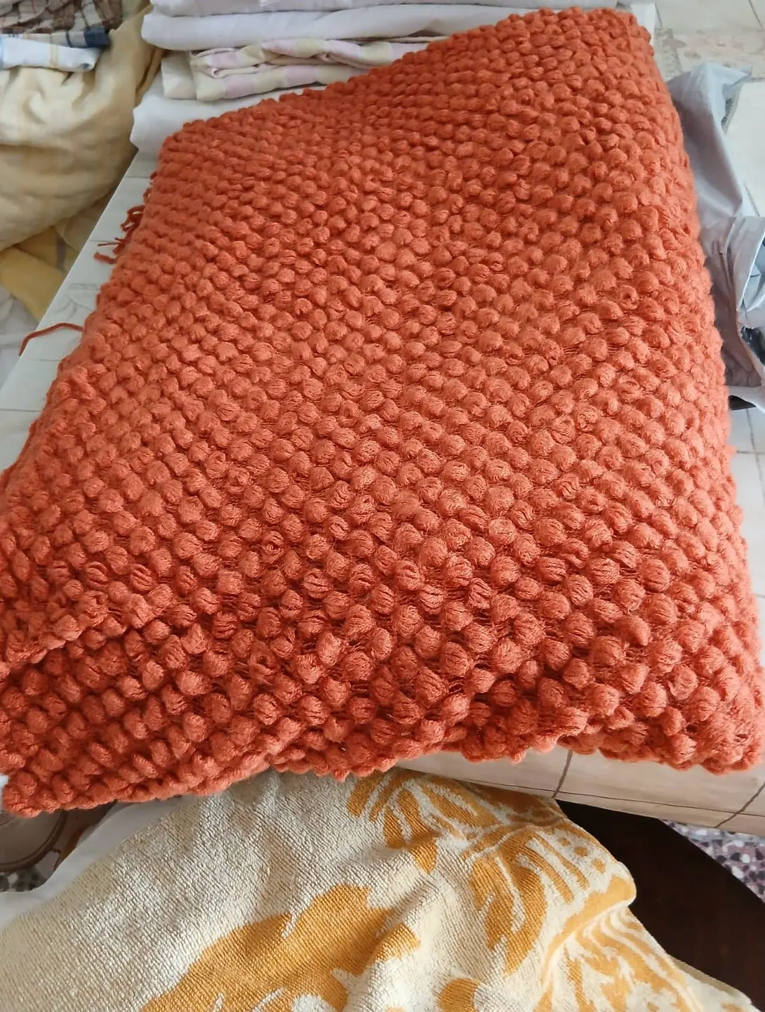 Cozy Morandi Orange Knitted Tassel Blanket for Travel & Home photo review