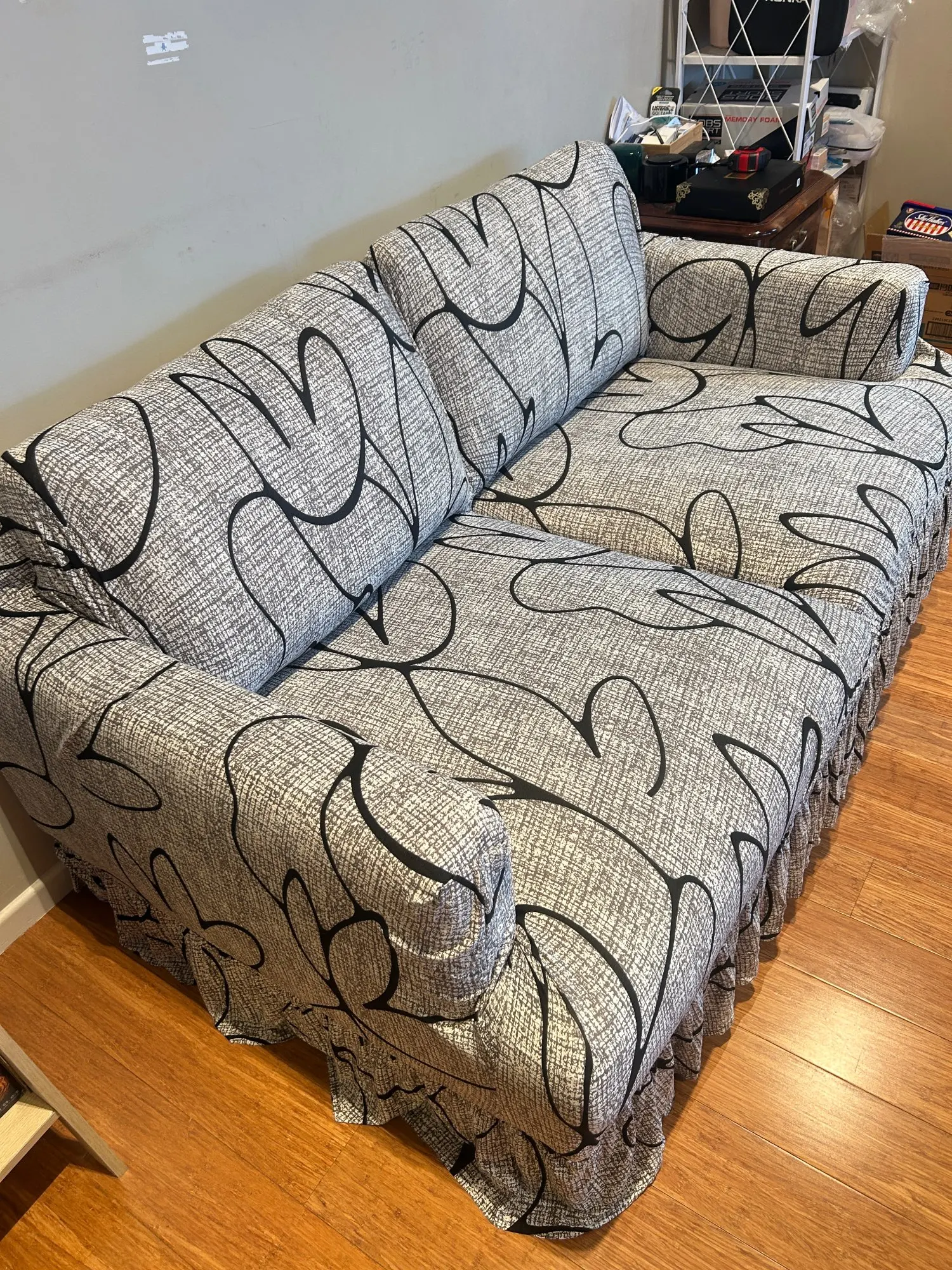 Colorful Knit Sofa Cover with Skirt for Full Coverage Comfort photo review