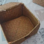 Rattan Weaving Wicker Shelf Baskets New Lid Rectangular Bin Handwoven Home Organizer Bedroom photo review