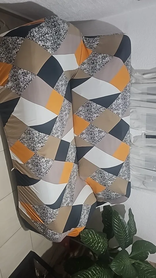 Colorful Knit Sofa Cover with Skirt for Full Coverage Comfort photo review