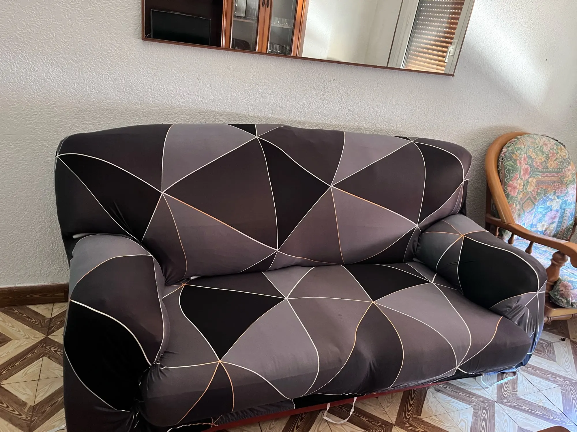 Colorful Knit Sofa Cover with Skirt for Full Coverage Comfort photo review