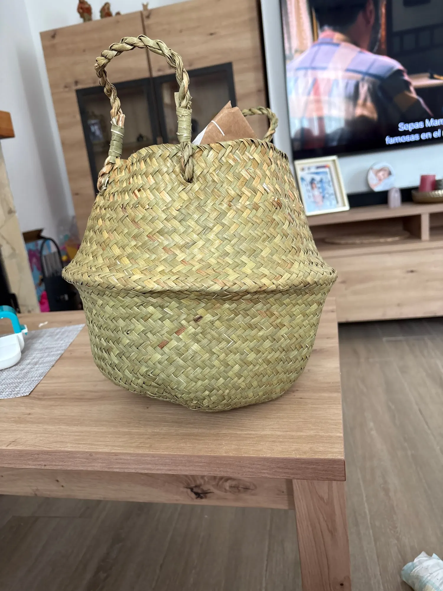 Seaweed Wicker Basket Rattan Hanging Flowerpot Dirty Clothes Storage WF1015 photo review