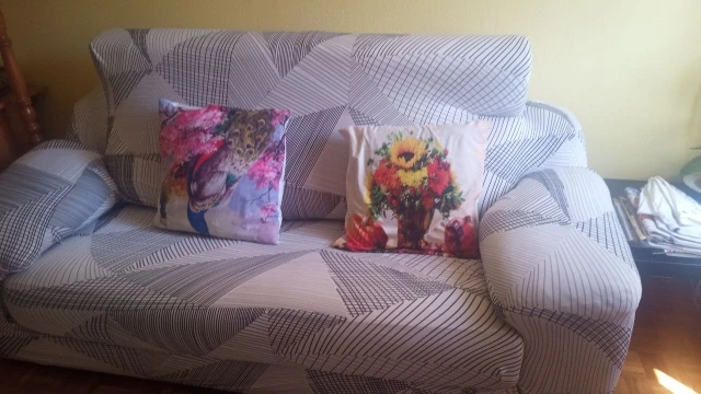 Colorful Knit Sofa Cover with Skirt for Full Coverage Comfort photo review