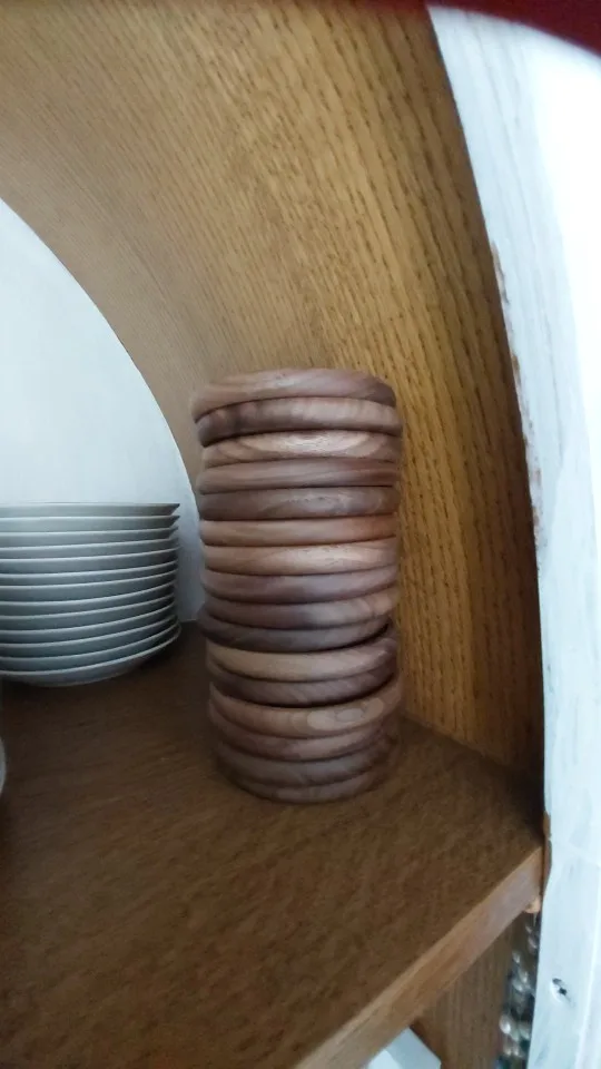 Set of 2 Durable Walnut & Beech Wooden Coasters for Hot Drinks photo review