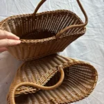 Picnic Baskets with Handles Fruit Sundries Organizer Carry Handle Handmade with Handle Storage Basket Box Fruit Sundries Holder photo review