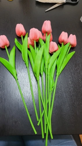 Real Touch Tulip Faux Flower Bouquets - 5 or 10 Pcs for Home Elegance photo review
