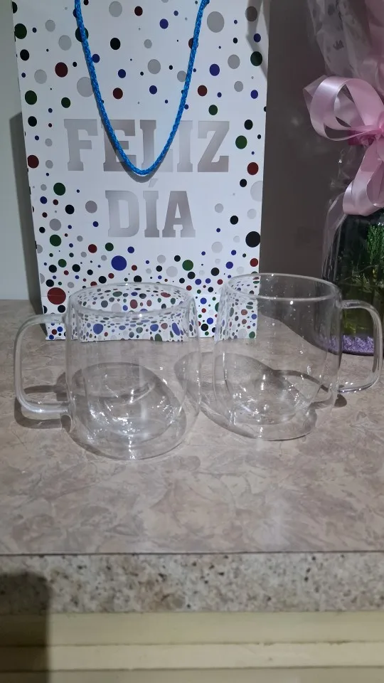 Elegant Double Wall Borosilicate Glass Mug - 350 ml Insulated Delight photo review