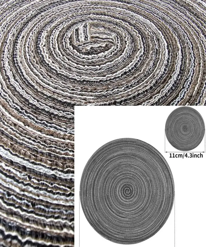 Set of 6 Round Placemats and Coasters Braided Woven Place Mats Washable Heat Resistant Table Mats and Coasters for Dining Table photo review