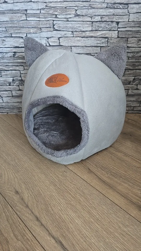 Cozy Cotton Cat Cave: Ultimate Winter Pet Bed Retreat photo review