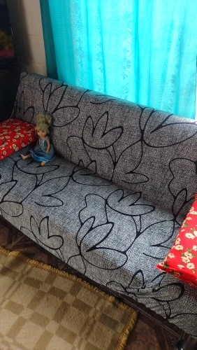 Colorful Knit Sofa Cover with Skirt for Full Coverage Comfort photo review