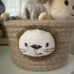 1pc 16x9CM Cartoon Animals Hand Woven Cotton Rope Storage Basket Kids Toys Desktop Organizer Sundries Storage Box photo review