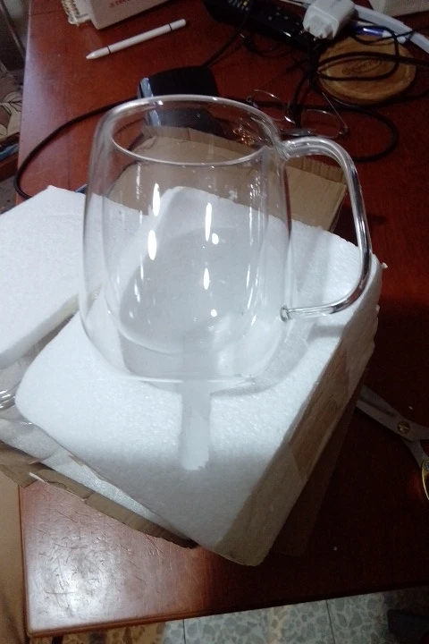 Elegant Double Wall Borosilicate Glass Mug - 350 ml Insulated Delight photo review