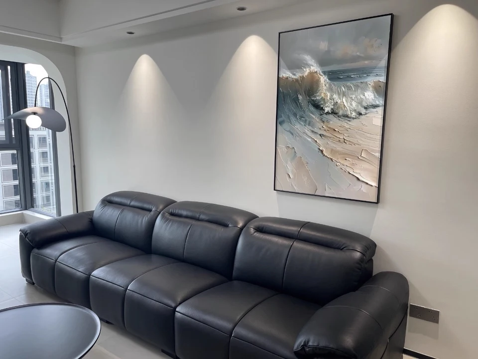 Natural Sea Wave Landscape Oil Painting Wall Canvas, Home Art, Hand Picture, Modern Artwork for Living Room, Unframed photo review