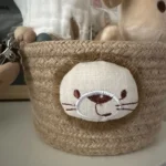 1pc 16x9CM Cartoon Animals Hand Woven Cotton Rope Storage Basket Kids Toys Desktop Organizer Sundries Storage Box photo review