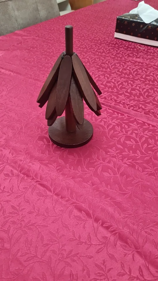 Eco-Friendly Bamboo Tree Trivets - 4 PCS Heat-Resistant Set photo review