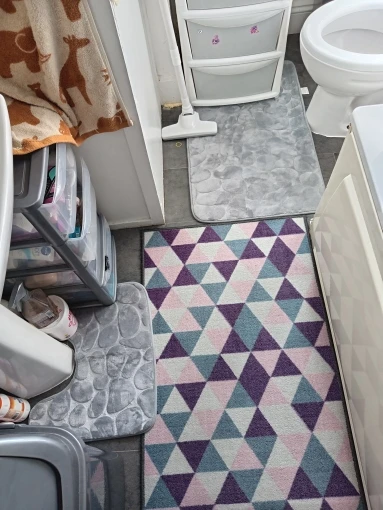 Luxurious 3-Piece Cobblestone Bath Mat Set - Non-Slip & Absorbent photo review