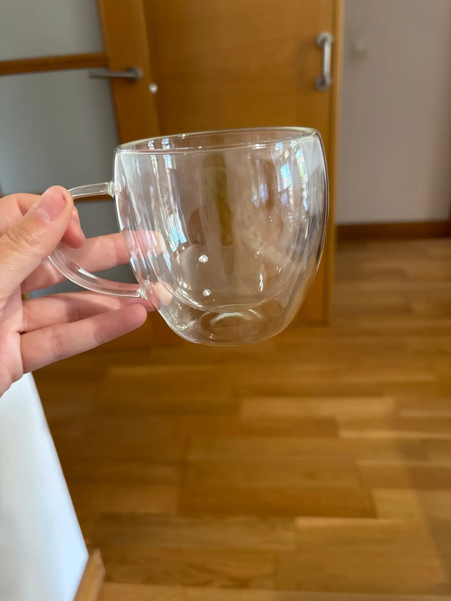 1pc 250ml Premium Double-Walled Borosilicate Glass Coffee Mug with Handle Perfect for Family, Christmas Birthday Party photo review