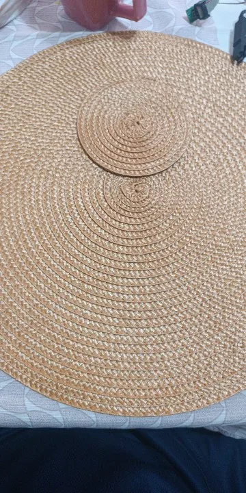 Set of 6 Round Placemats and Coasters Braided Woven Place Mats Washable Heat Resistant Table Mats and Coasters for Dining Table photo review