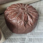 58cm Moroccan PU Leather Pouf Meditation Cushion Home Decor Embroidery Craft Hassock Ottoman Footstool Tatami Unstuffed Cushion photo review