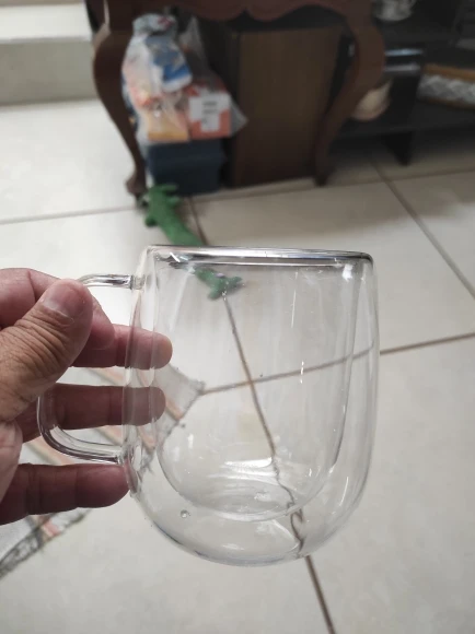 Elegant Double Wall Borosilicate Glass Mug - 350 ml Insulated Delight photo review