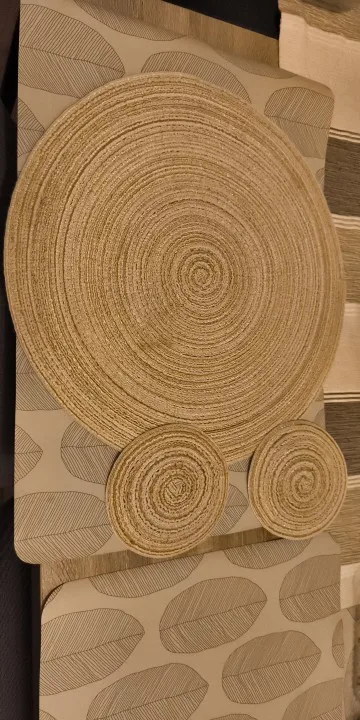 Set of 6 Round Placemats and Coasters Braided Woven Place Mats Washable Heat Resistant Table Mats and Coasters for Dining Table photo review