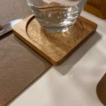 Set of 2 Durable Walnut & Beech Wooden Coasters for Hot Drinks photo review