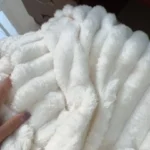 Plush White Striped Faux Rabbit Fur Throw Blanket for Cozy Comfort photo review