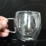 1pc 250ml Premium Double-Walled Borosilicate Glass Coffee Mug with Handle Perfect for Family, Christmas Birthday Party photo review