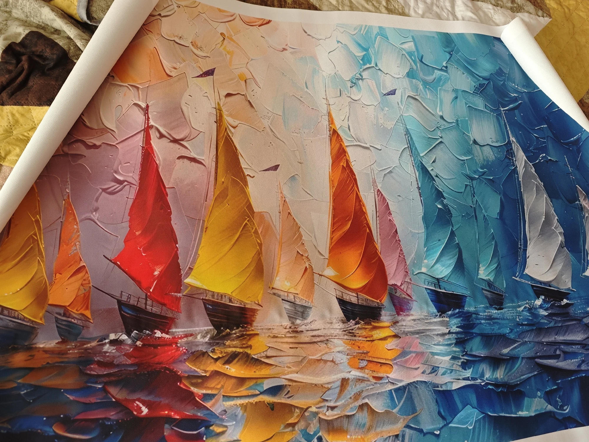 Modern Abstract Sailboat Sea View Canvas Art, Large-Sized Canvas Printing, for Living Room Home Decoration photo review