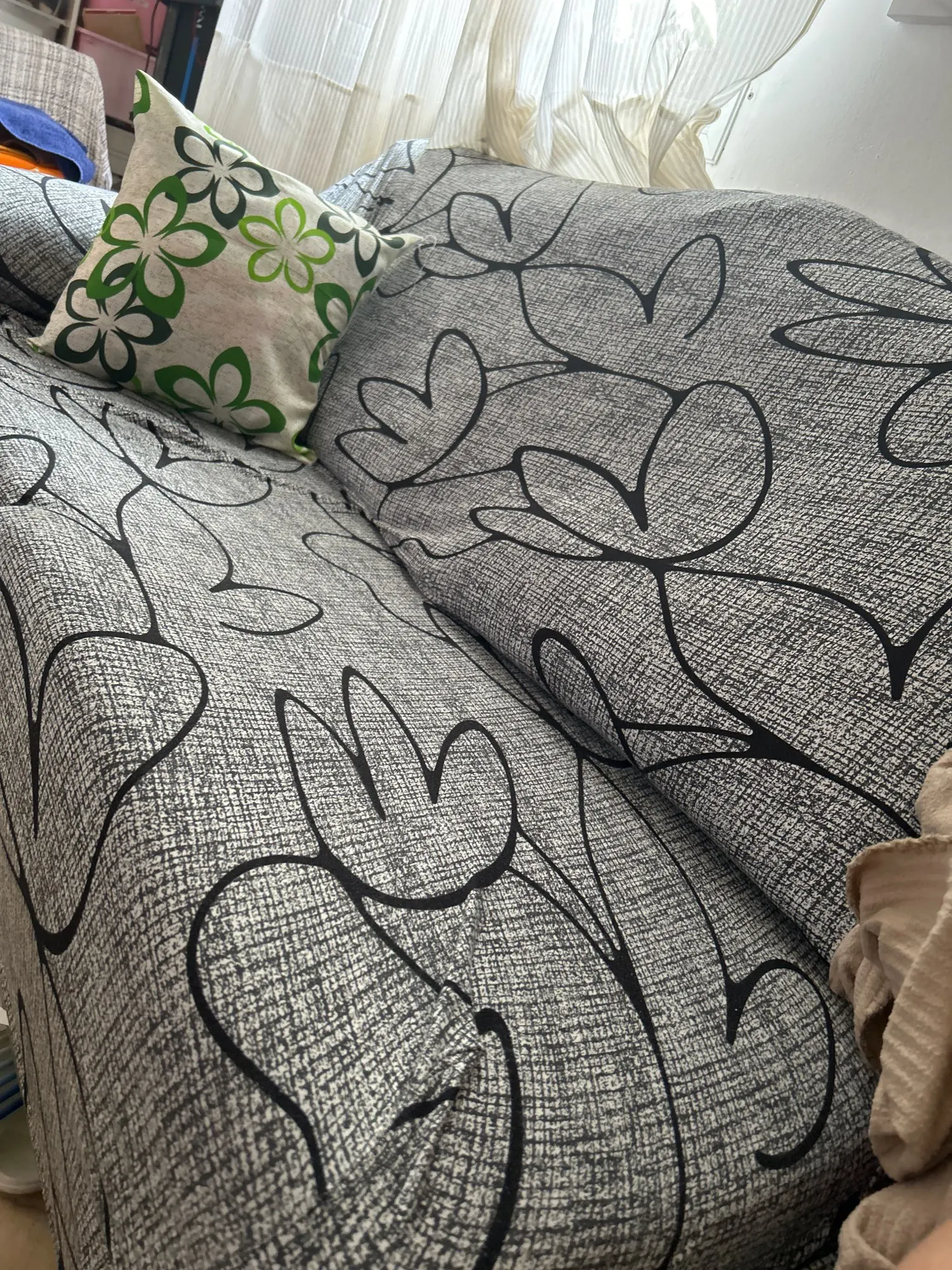 Colorful Knit Sofa Cover with Skirt for Full Coverage Comfort photo review