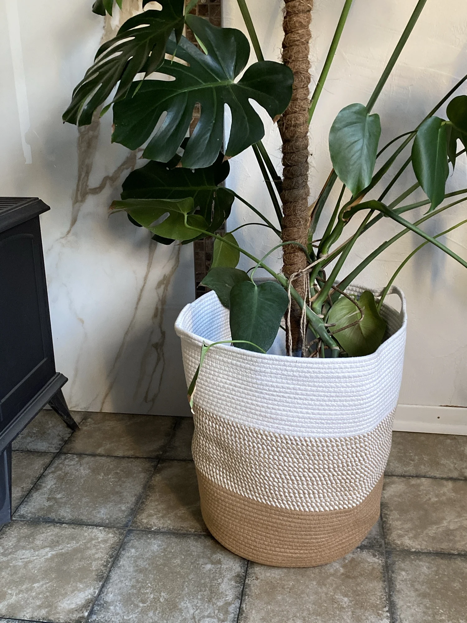 Woven Basket Large Cotton Laundry Basket Toy Dirty Clothes Weaving Home Organization And Storage With Handle Large Conpacity photo review