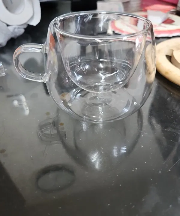 Elegant Double Wall Borosilicate Glass Mug - 350 ml Insulated Delight photo review