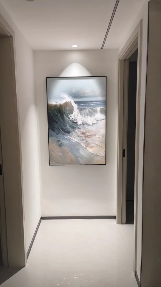 Natural Sea Wave Landscape Oil Painting Wall Canvas, Home Art, Hand Picture, Modern Artwork for Living Room, Unframed photo review