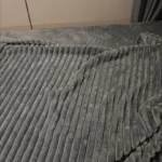 Plush White Striped Faux Rabbit Fur Throw Blanket for Cozy Comfort photo review