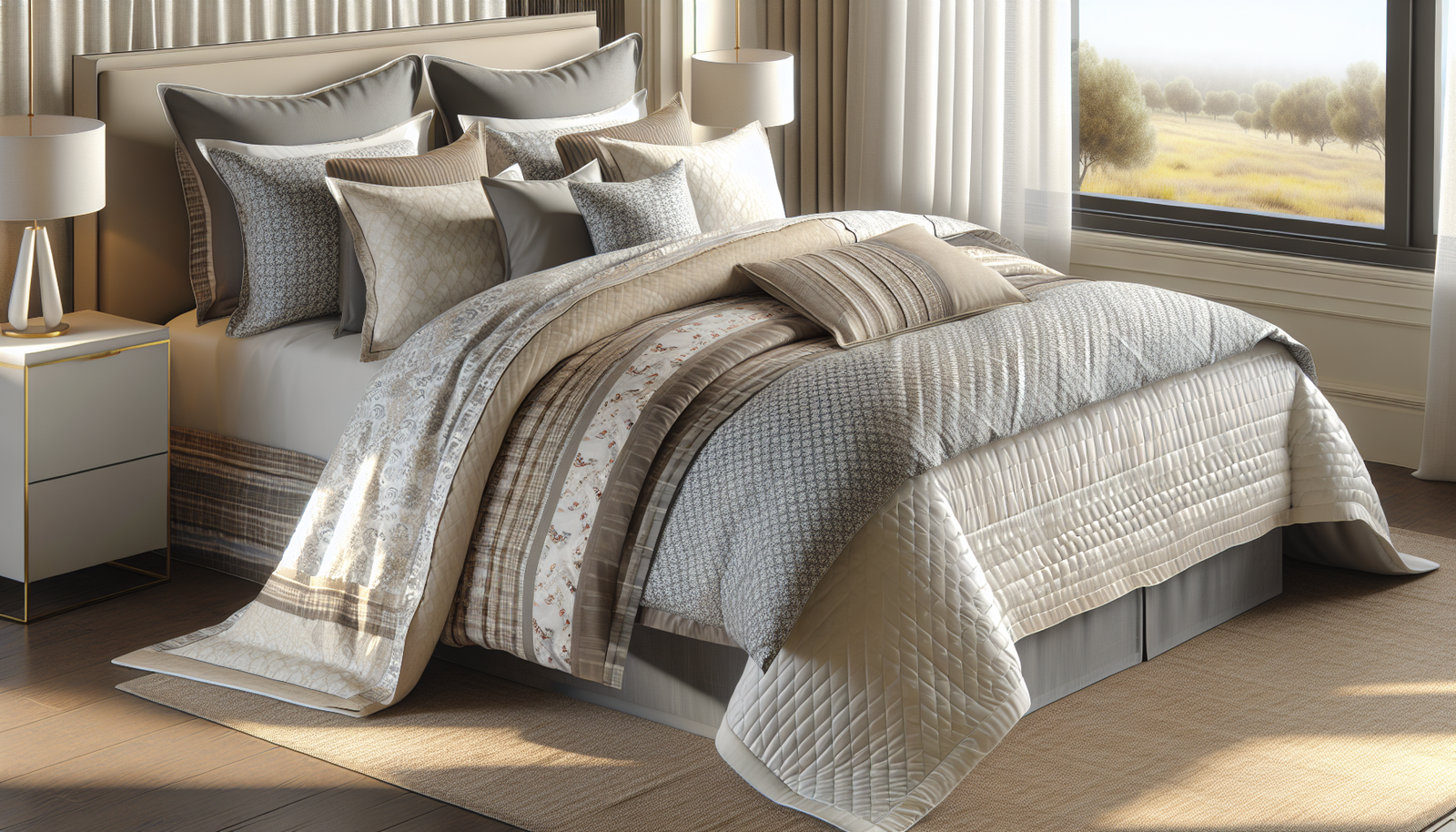 Luxury Layered Bed With Quilt And Coverlet