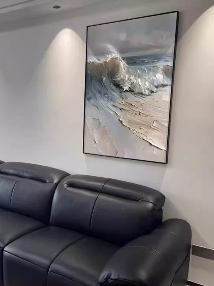Natural Sea Wave Landscape Oil Painting Wall Canvas, Home Art, Hand Picture, Modern Artwork for Living Room, Unframed photo review