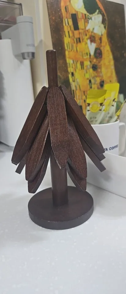 Eco-Friendly Bamboo Tree Trivets - 4 PCS Heat-Resistant Set photo review