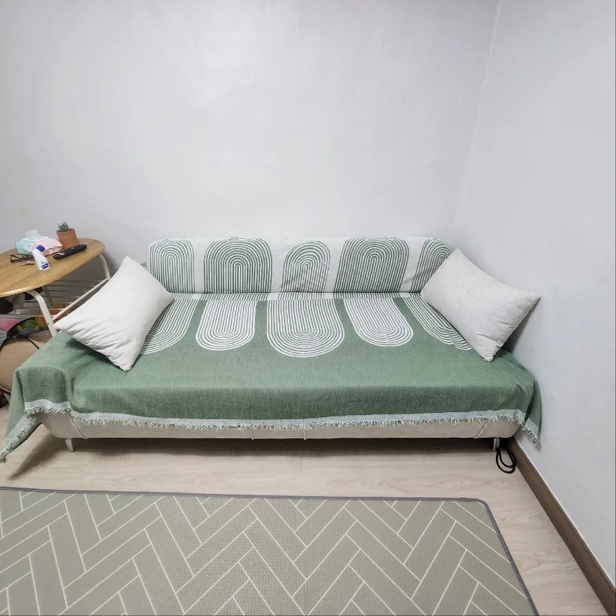 Thicken chenille Green Sofa Cover Sofa Blanket simple geometrical cushion ins wind sand hair towel fashion blanket Sofa Towel photo review