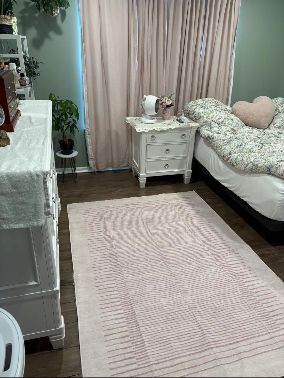 Soft Pink Striped Runner Rug - Non-Slip & Machine Washable photo review