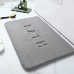 Furry solid color embroidery bathroom thick absorbent floor mat thick shower room non-slip foot mat dirt-resistant entrance mat